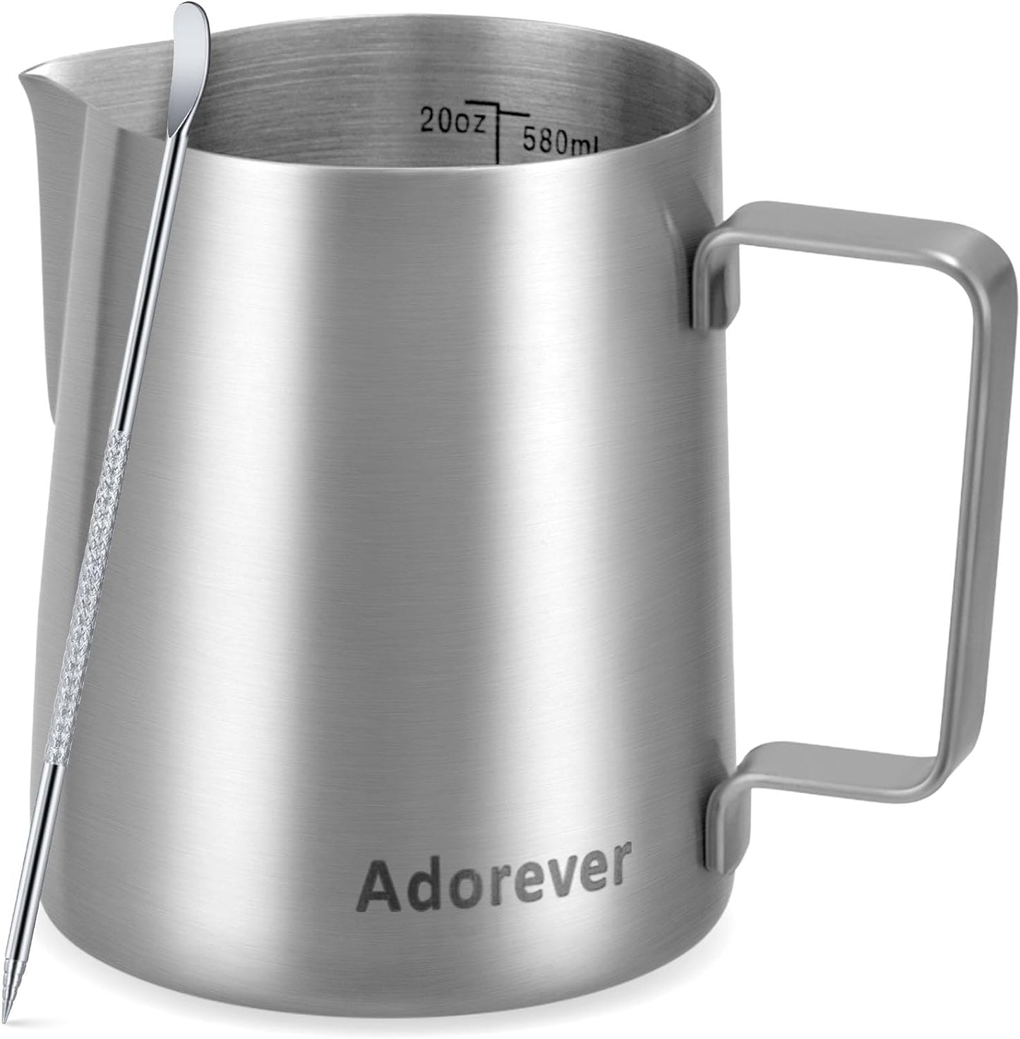 Milk Frothing Pitcher, 8.5oz/12oz/20oz/32oz/50oz/66oz Milk Frother Cup Stainless Steel, Espresso Accessories, Milk Steaming Pitchers Coffee Cappuccino Latte Art Barista Milk Jug Cup with Art Pen,12oz