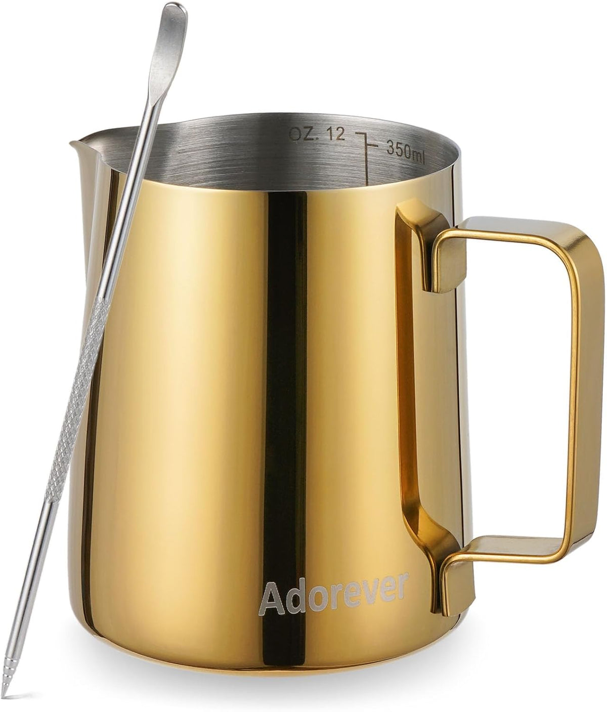 Milk Frothing Pitcher, 8.5oz/12oz/20oz/32oz/50oz/66oz Milk Frother Cup Stainless Steel, Espresso Accessories, Milk Steaming Pitchers Coffee Cappuccino Latte Art Barista Milk Jug Cup with Art Pen,12oz