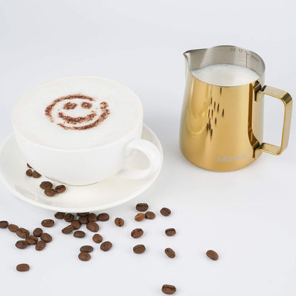 Milk Frothing Pitcher, 8.5oz/12oz/20oz/32oz/50oz/66oz Milk Frother Cup Stainless Steel, Espresso Accessories, Milk Steaming Pitchers Coffee Cappuccino Latte Art Barista Milk Jug Cup with Art Pen,12oz