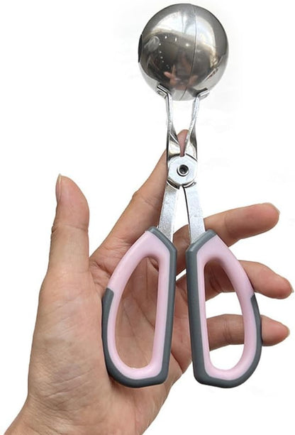 3PCS Stainless Steel Meat Ballers, Nonstick Meatball Scoop Ball Maker Ice Tongs for Cake Pop, Ice Cream Scoop, Fruit, Cookie Dough, Melon