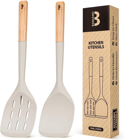 Silicone Spatula, Non Stick Turner for Cooking, Food Grade, Khaki