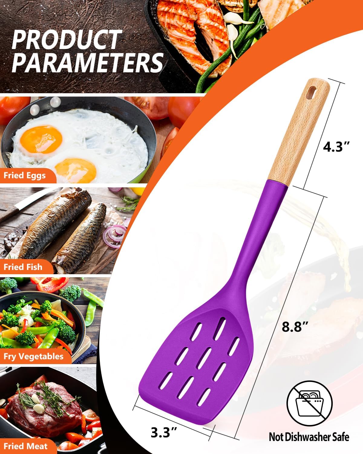 Silicone Spatula, Non Stick Turner for Cooking, Food Grade, Khaki