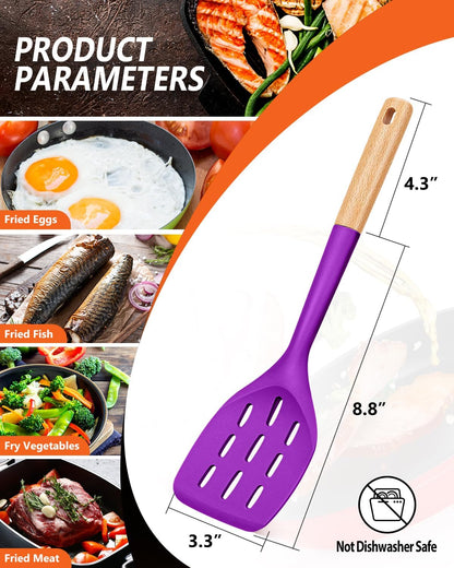 Silicone Spatula, Non Stick Turner for Cooking, Food Grade, Khaki