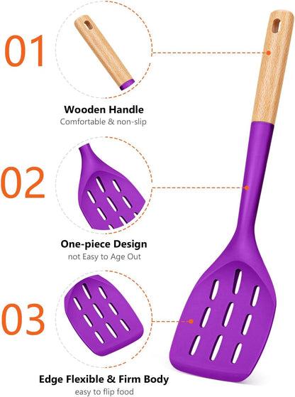 Silicone Spatula, Non Stick Turner for Cooking, Food Grade, Khaki