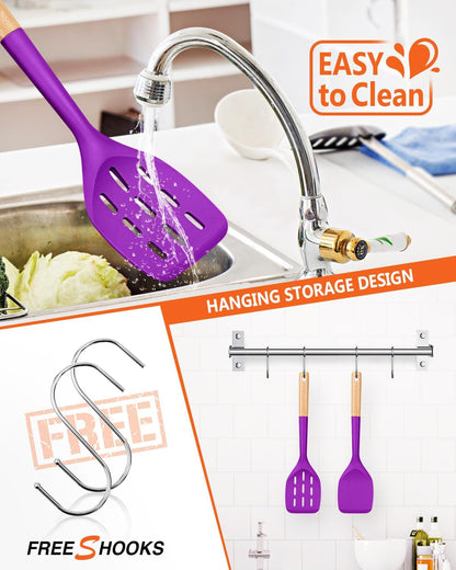 Silicone Spatula, Non Stick Turner for Cooking, Food Grade, Khaki