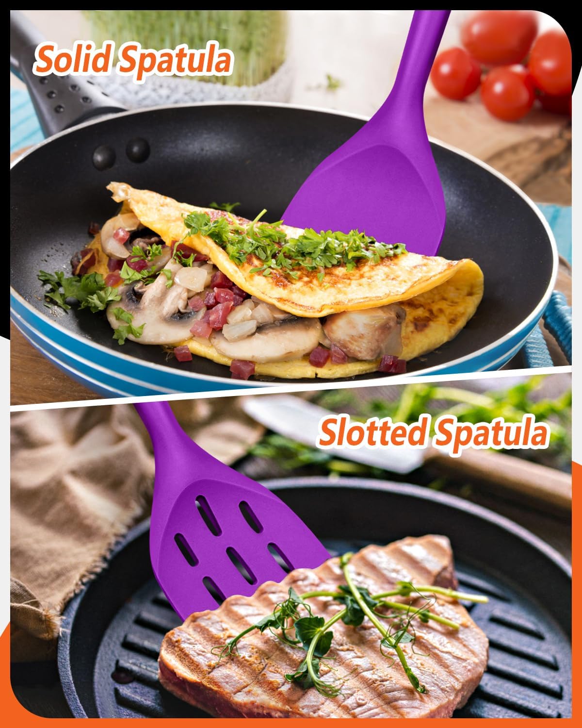 Silicone Spatula, Non Stick Turner for Cooking, Food Grade, Khaki