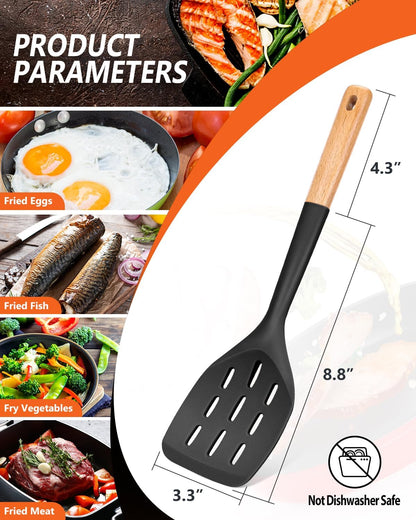 Silicone Spatula, Non Stick Turner for Cooking, Food Grade, Khaki