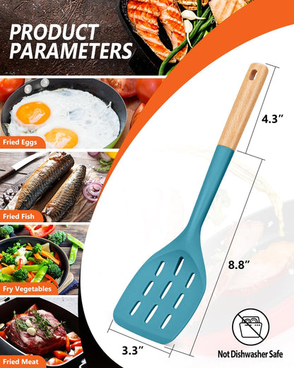 Silicone Spatula, Non Stick Turner for Cooking, Food Grade, Khaki
