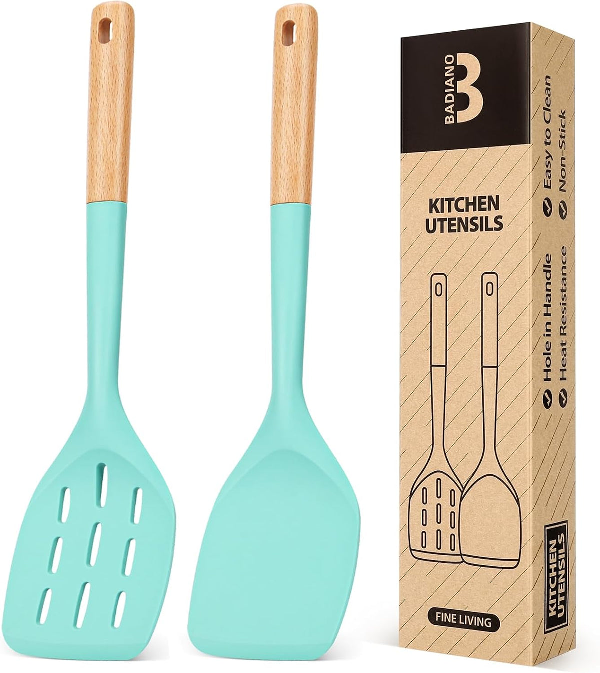 Silicone Spatula, Non Stick Turner for Cooking, Food Grade, Khaki
