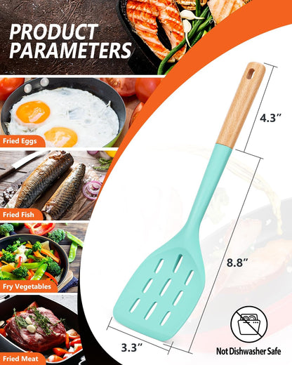 Silicone Spatula, Non Stick Turner for Cooking, Food Grade, Khaki