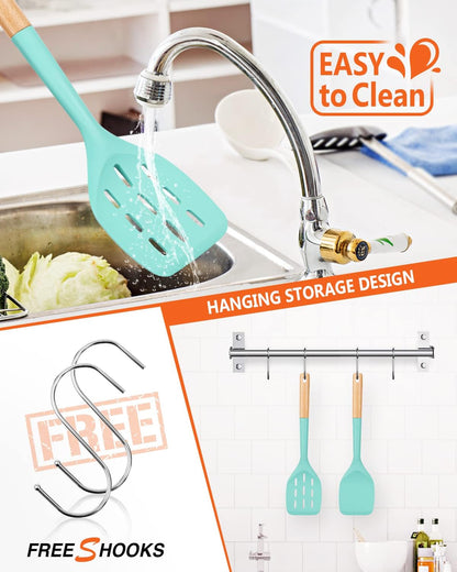 Silicone Spatula, Non Stick Turner for Cooking, Food Grade, Khaki