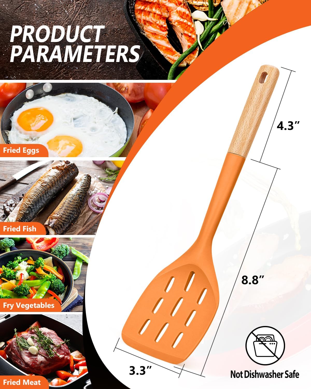 Silicone Spatula, Non Stick Turner for Cooking, Food Grade, Khaki