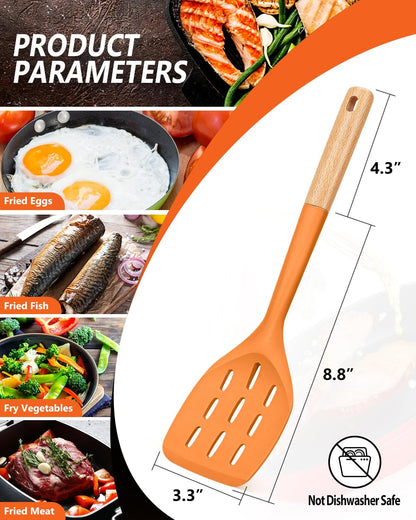 Silicone Spatula, Non Stick Turner for Cooking, Food Grade, Khaki