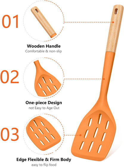 Silicone Spatula, Non Stick Turner for Cooking, Food Grade, Khaki