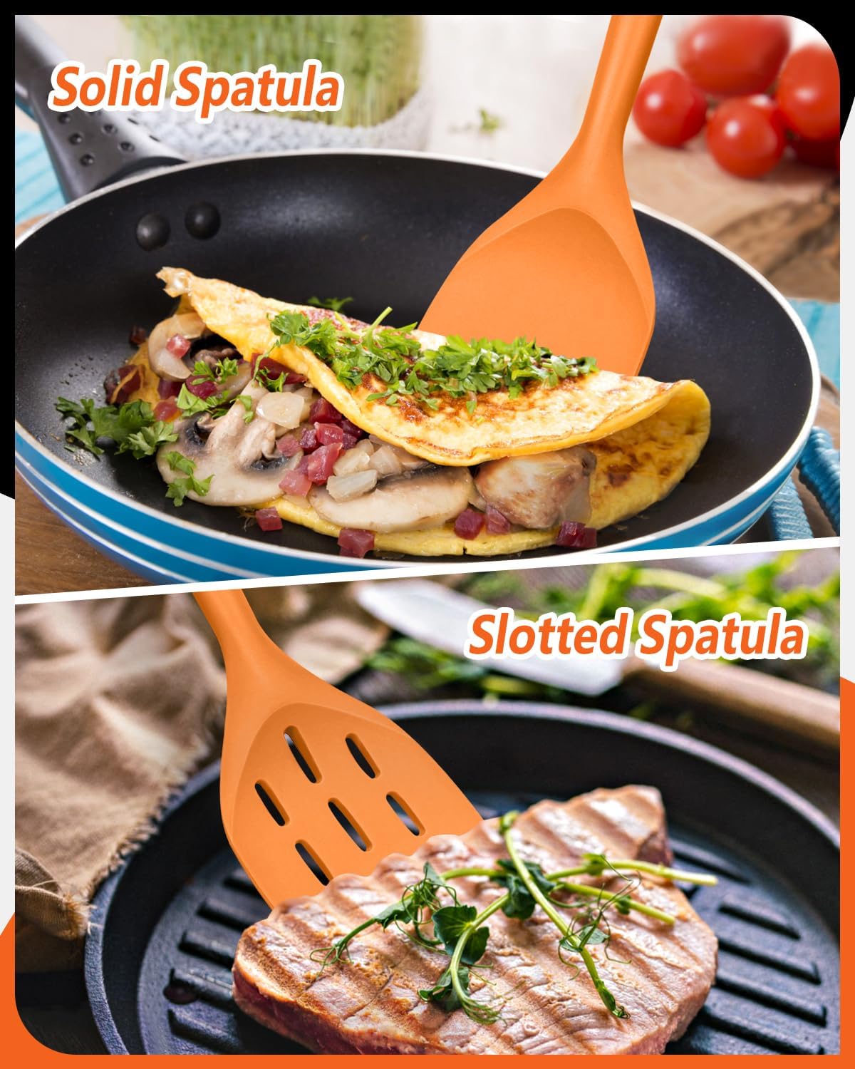 Silicone Spatula, Non Stick Turner for Cooking, Food Grade, Khaki