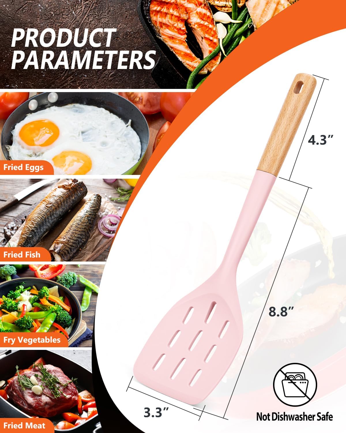 Silicone Spatula, Non Stick Turner for Cooking, Food Grade, Khaki