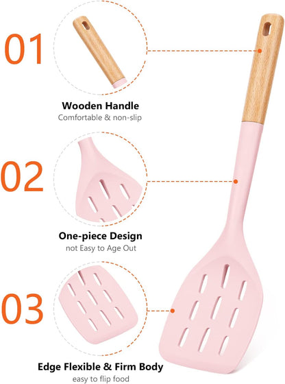 Silicone Spatula, Non Stick Turner for Cooking, Food Grade, Khaki
