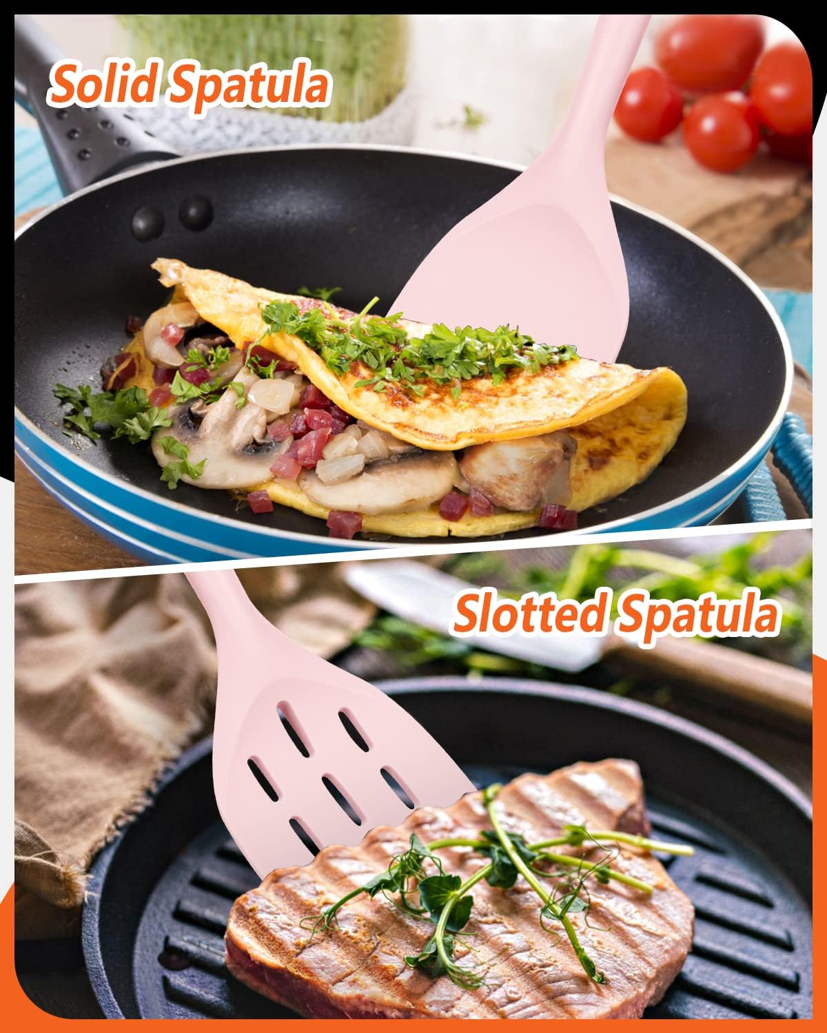 Silicone Spatula, Non Stick Turner for Cooking, Food Grade, Khaki