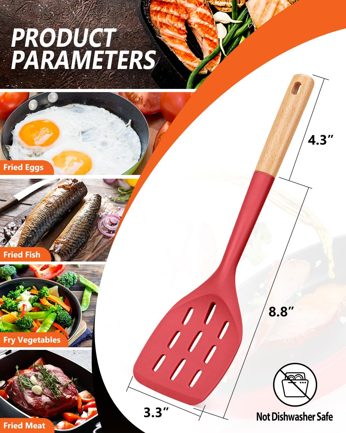 Silicone Spatula, Non Stick Turner for Cooking, Food Grade, Khaki