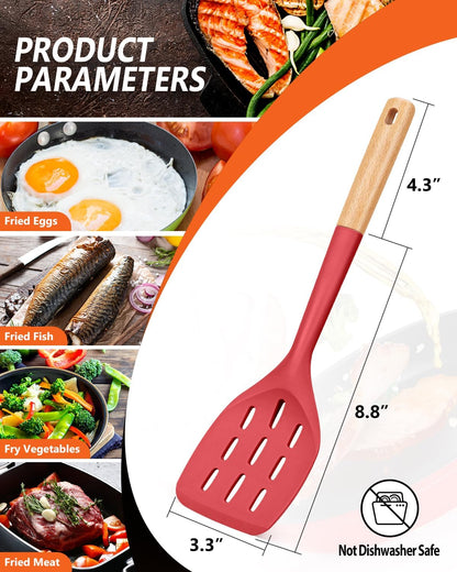 Silicone Spatula, Non Stick Turner for Cooking, Food Grade, Khaki