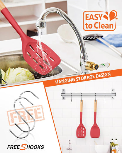 Silicone Spatula, Non Stick Turner for Cooking, Food Grade, Khaki