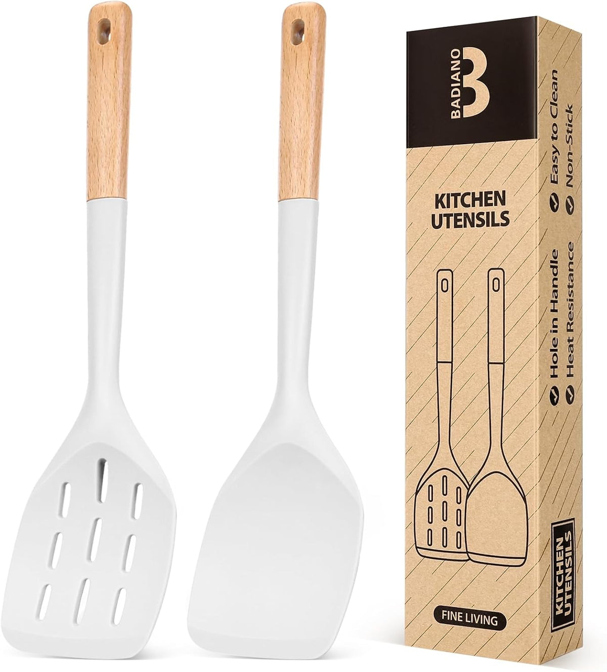 Silicone Spatula, Non Stick Turner for Cooking, Food Grade, Khaki