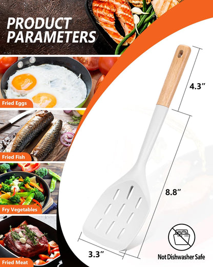 Silicone Spatula, Non Stick Turner for Cooking, Food Grade, Khaki
