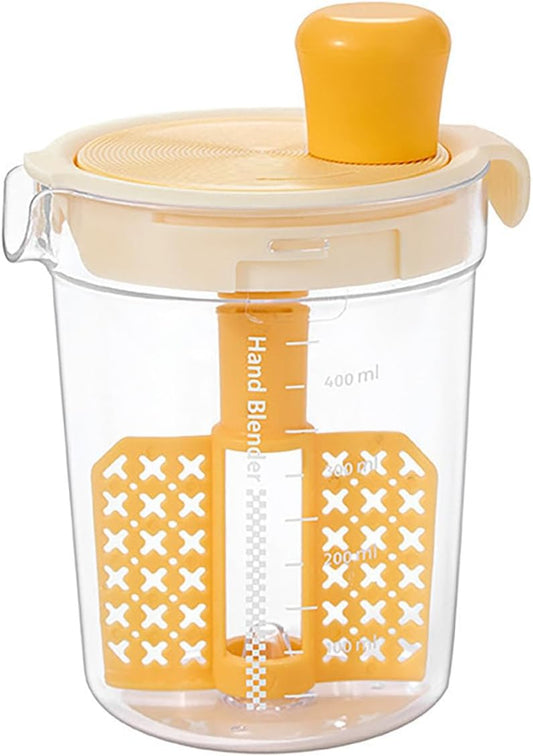 Salad Dressing Shaker Bottle, Salad Dressing Mixer Cup, Egg Liquid Mixing Cup, Manual Mixing Tool for kitchen,vinaigrette dressing bottle (Yellow)