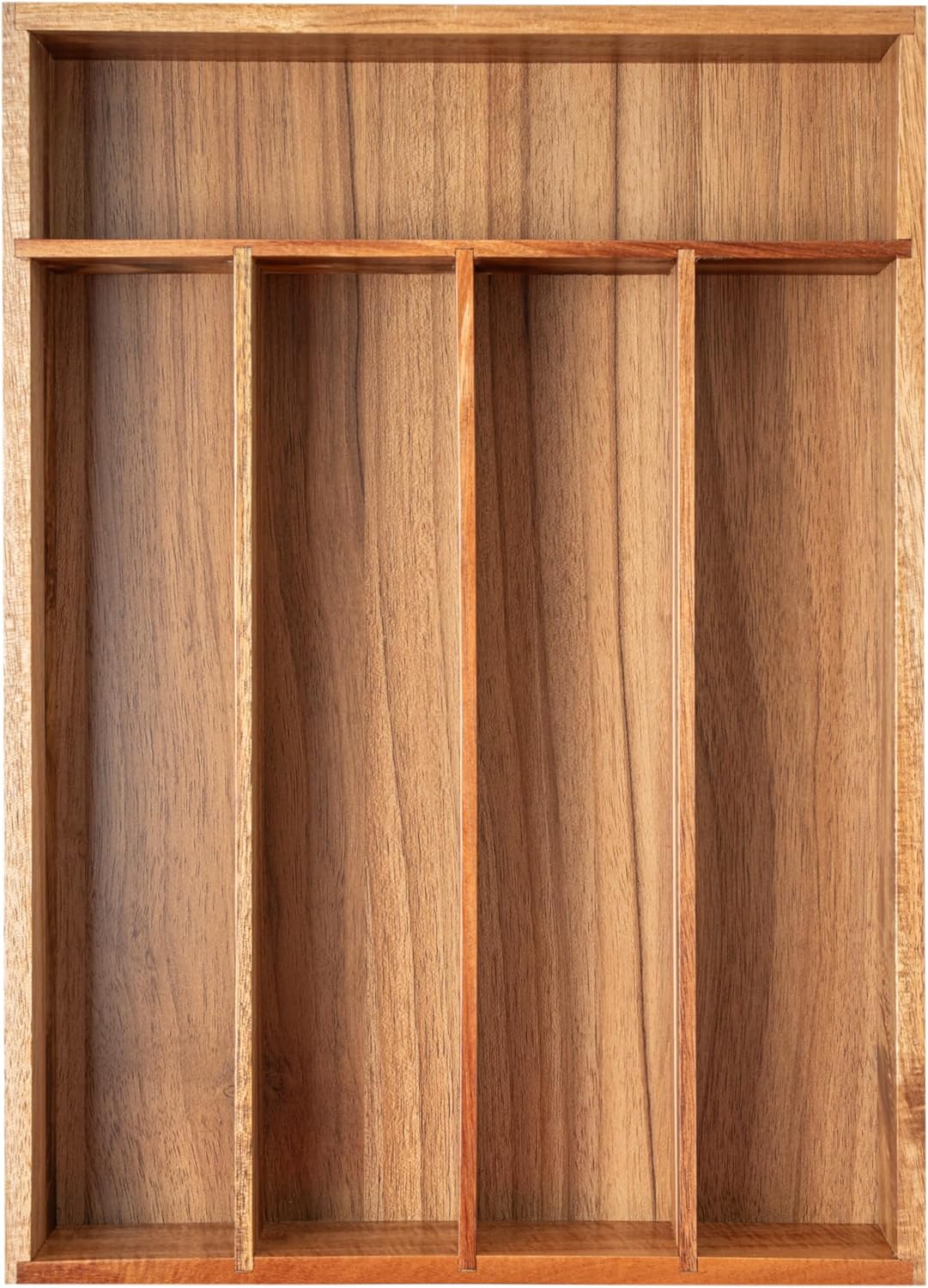 Silverware Organizer Kitchen Drawer Organizer Utensil Organizer Bamboo Silverware Holder Cutlery Organizer in Drawer Flatware Organizer Tray(5 slots, Natural
