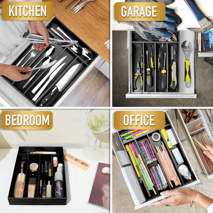 Silverware Organizer Kitchen Drawer Organizer Utensil Organizer Bamboo Silverware Holder Cutlery Organizer in Drawer Flatware Organizer Tray(5 slots, Natural