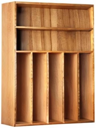 Silverware Organizer Kitchen Drawer Organizer Utensil Organizer Bamboo Silverware Holder Cutlery Organizer in Drawer Flatware Organizer Tray(5 slots, Natural
