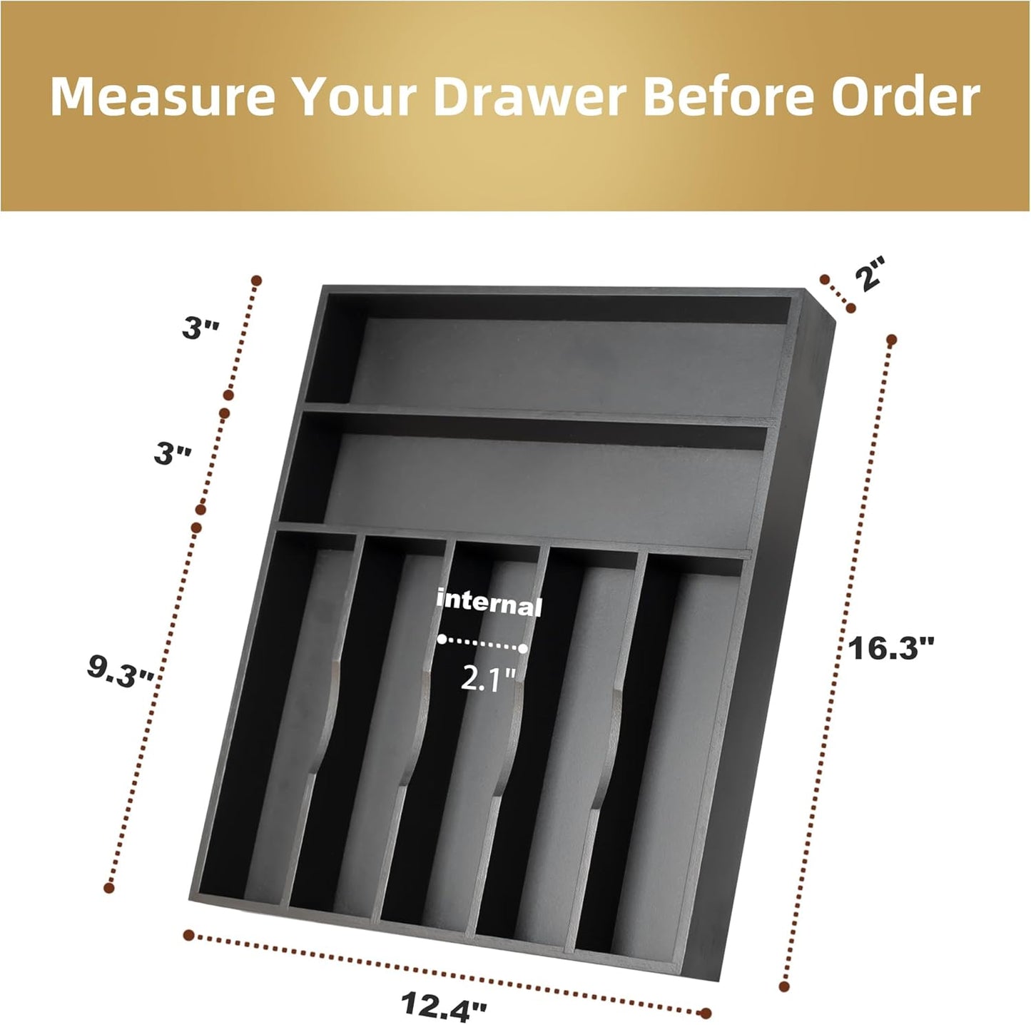 Silverware Organizer Kitchen Drawer Organizer Utensil Organizer Bamboo Silverware Holder Cutlery Organizer in Drawer Flatware Organizer Tray(5 slots, Natural