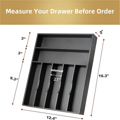 Silverware Organizer Kitchen Drawer Organizer Utensil Organizer Bamboo Silverware Holder Cutlery Organizer in Drawer Flatware Organizer Tray(5 slots, Natural