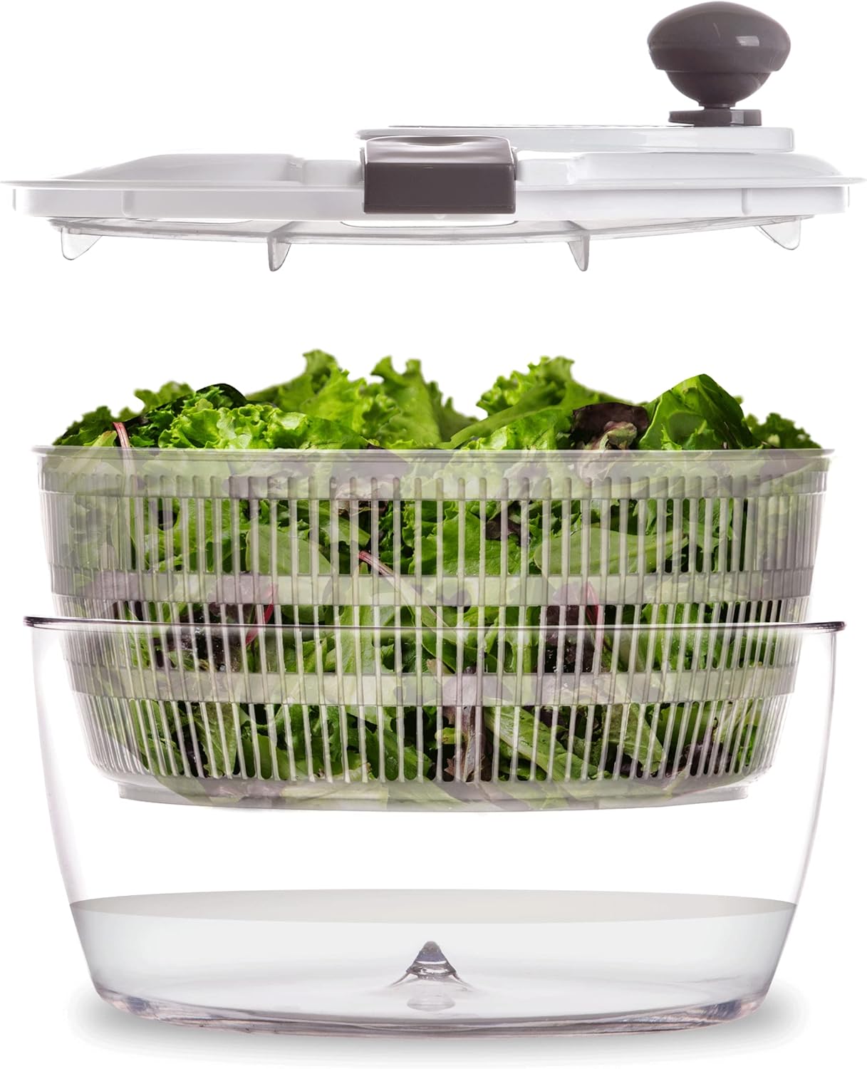 Salad Spinner - 4.2 Qt | Large Manual Lettuce Spinner with Secure Lid Lock & Built-in Draining System | Salad Spinner with Salad Bowl | Fruit & Vegetable Basket Colander | Kitchen Gadgets