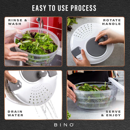 Salad Spinner - 4.2 Qt | Large Manual Lettuce Spinner with Secure Lid Lock & Built-in Draining System | Salad Spinner with Salad Bowl | Fruit & Vegetable Basket Colander | Kitchen Gadgets