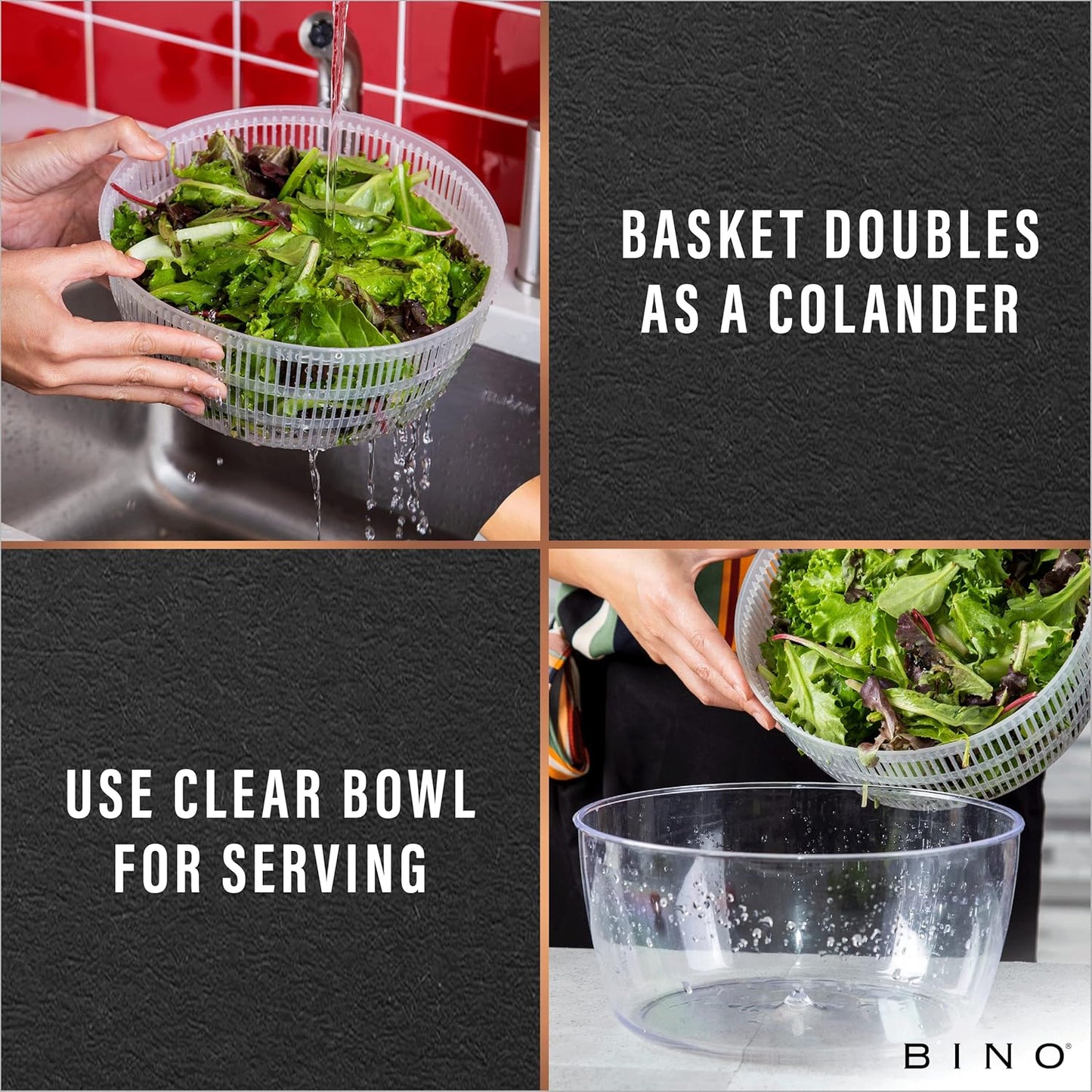 Salad Spinner - 4.2 Qt | Large Manual Lettuce Spinner with Secure Lid Lock & Built-in Draining System | Salad Spinner with Salad Bowl | Fruit & Vegetable Basket Colander | Kitchen Gadgets