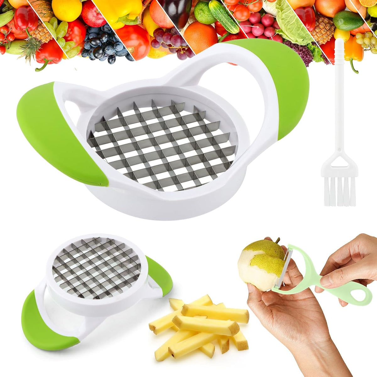 Mellisore French Fry Cutter for Potato Stainless Steel French Fry Slicer