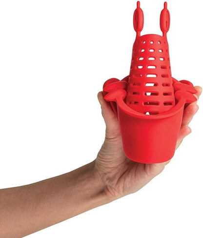 Crab Clip-On Strainer - Silicone Pasta Strainer with Stainless Steel Tongs - Unique Kitchen Gadgets, Cooking Gifts for Women, Kitchen Essentials, Funny Gifts, Kitchen Accessories - (Crabby)