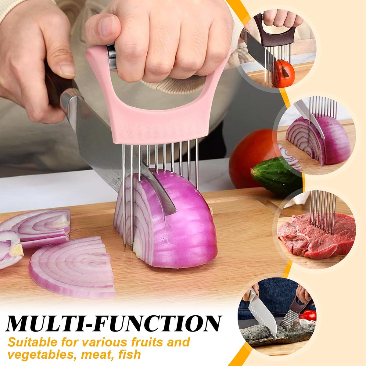 Stainless Steel Onion Holder for Slicing,Onion Slicer Holder,Kitchen Gadget