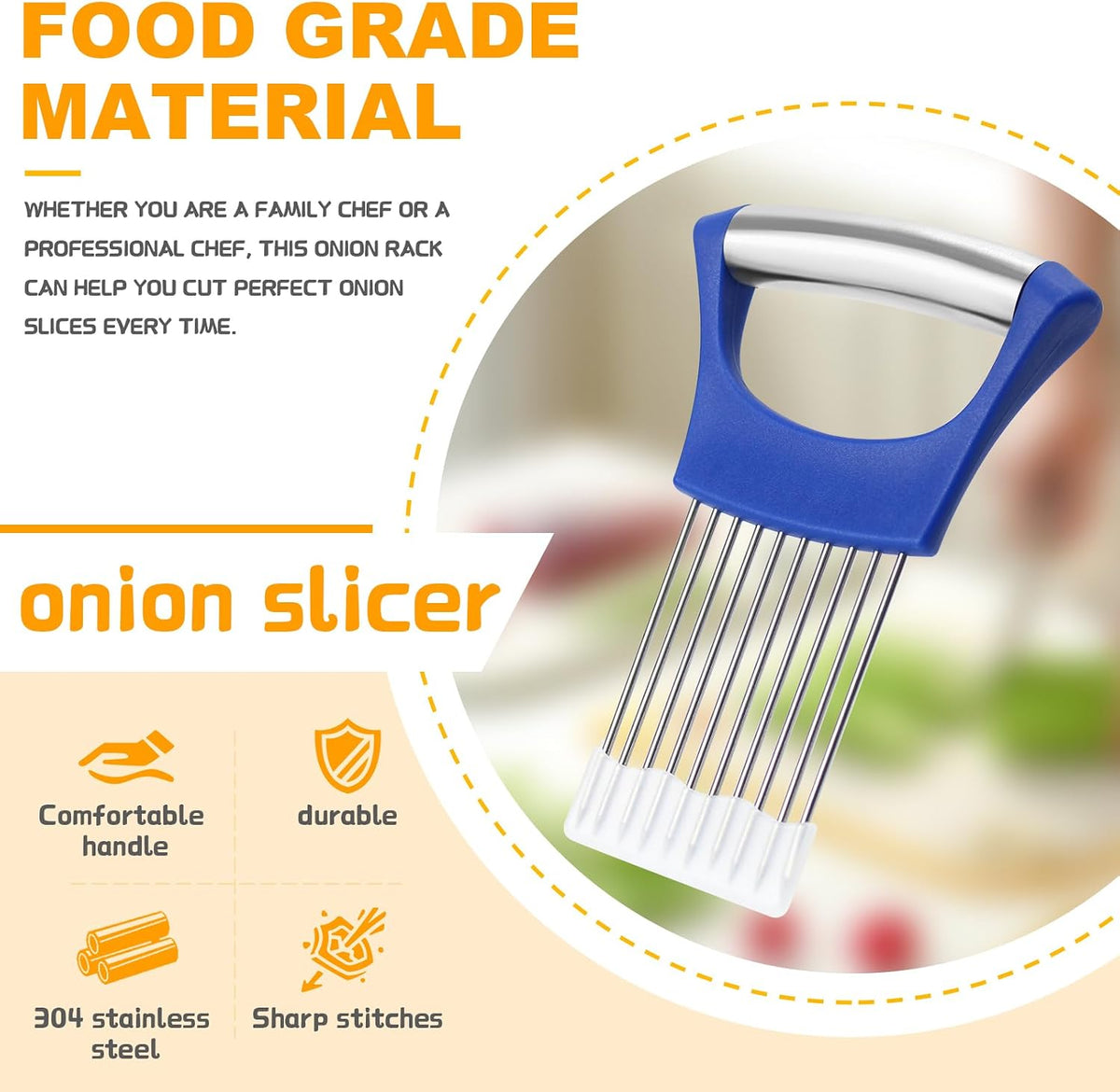 Stainless Steel Onion Holder for Slicing,Onion Slicer Holder,Kitchen Gadget