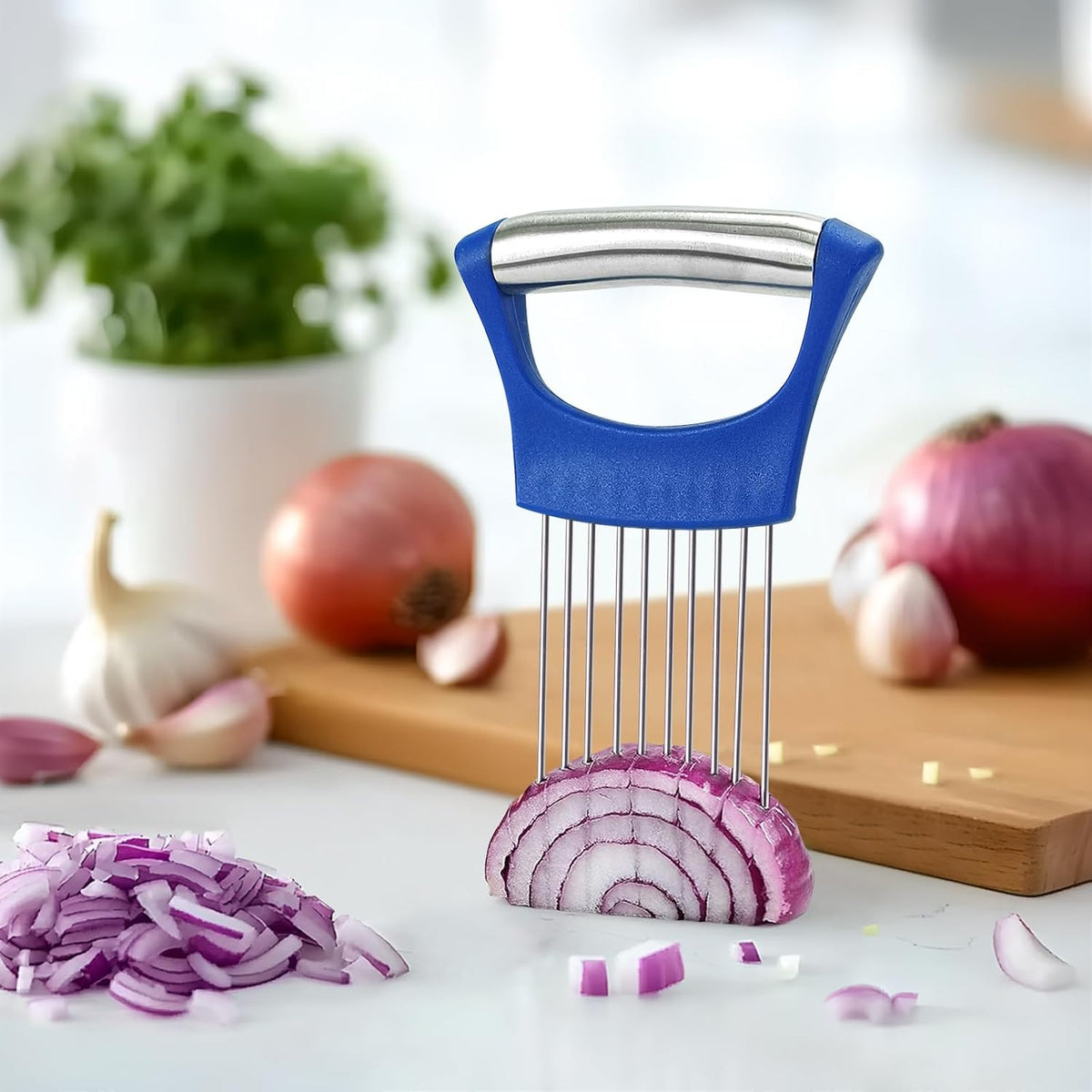 Stainless Steel Onion Holder for Slicing,Onion Slicer Holder,Kitchen Gadget