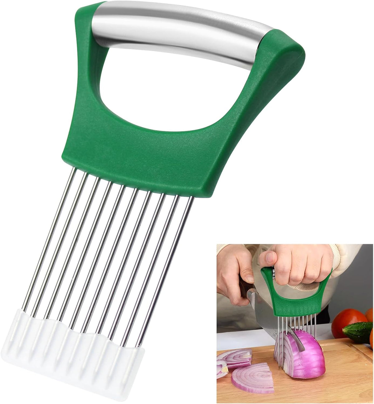 Stainless Steel Onion Holder for Slicing,Onion Slicer Holder,Kitchen Gadget