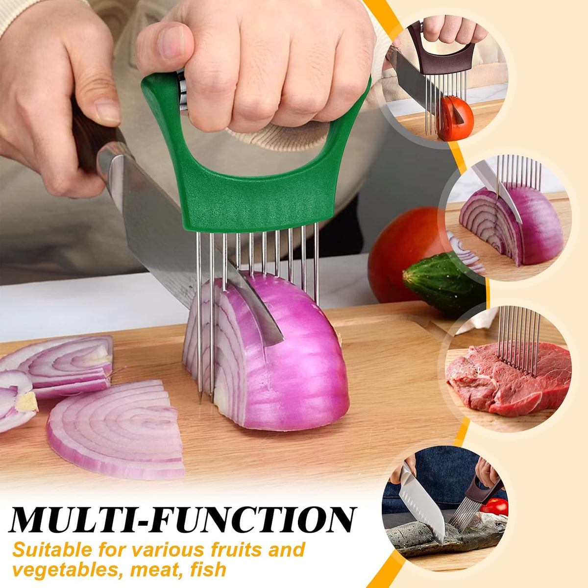 Stainless Steel Onion Holder for Slicing,Onion Slicer Holder,Kitchen Gadget