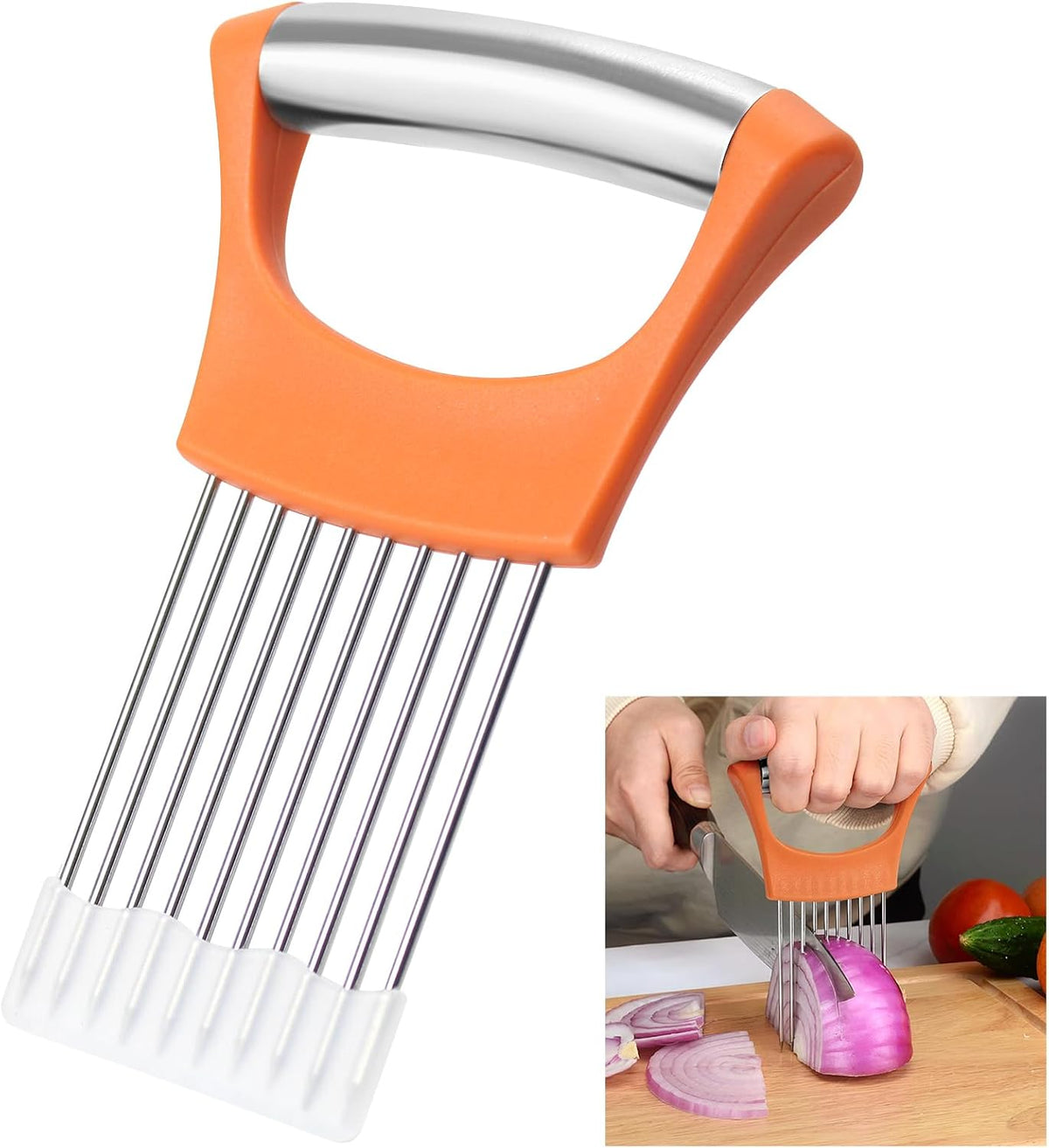 Stainless Steel Onion Holder for Slicing,Onion Slicer Holder,Kitchen Gadget