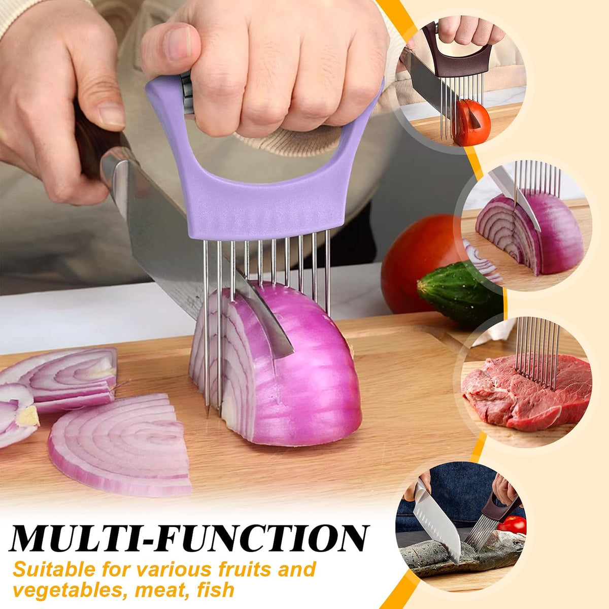 Stainless Steel Onion Holder for Slicing,Onion Slicer Holder,Kitchen Gadget