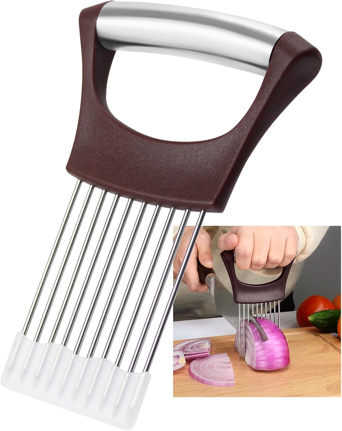 Stainless Steel Onion Holder for Slicing,Onion Slicer Holder,Kitchen Gadget