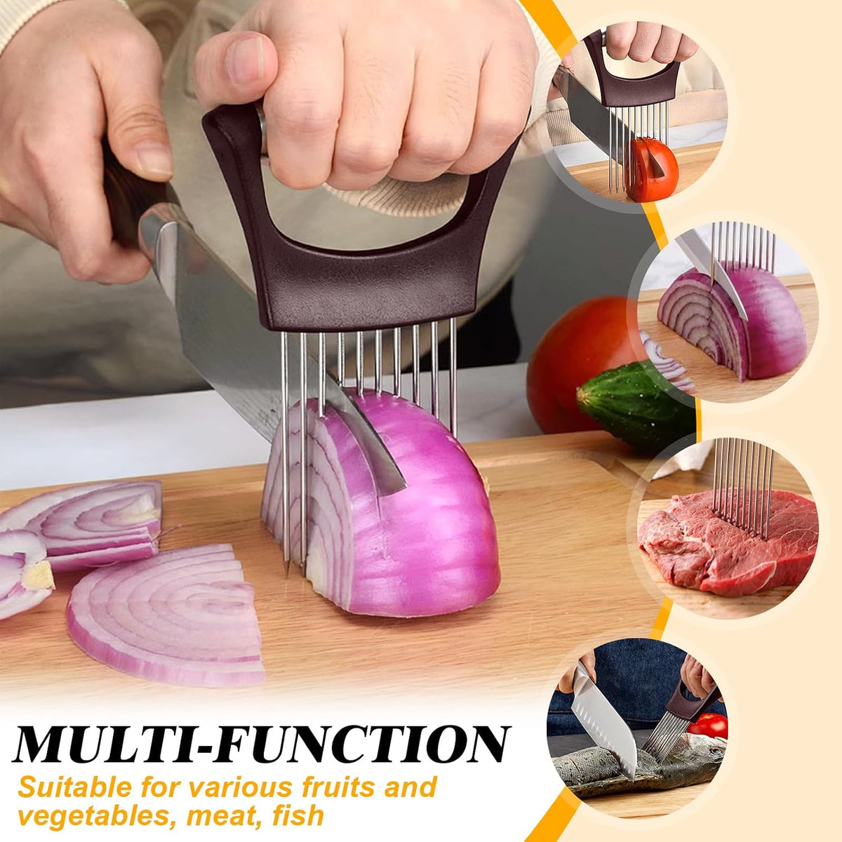 Stainless Steel Onion Holder for Slicing,Onion Slicer Holder,Kitchen Gadget