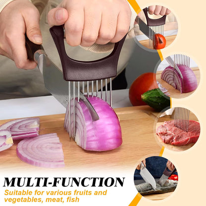 Stainless Steel Onion Holder for Slicing,Onion Slicer Holder,Kitchen Gadget