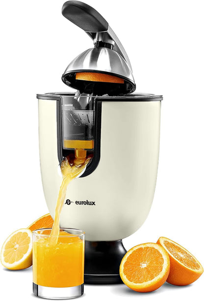Premium Electric Orange Juicer | Stainless Steel Citrus Squeezer With New Ultra-Powerful Motor and Soft Grip Handle for Effortless Juicing, Auto Shutoff, Dishwasher-safe Parts, Pulp Control