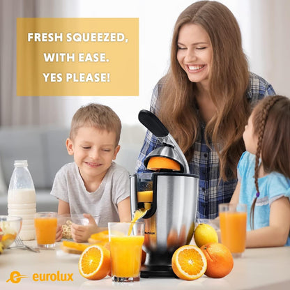 Premium Electric Orange Juicer | Stainless Steel Citrus Squeezer With New Ultra-Powerful Motor and Soft Grip Handle for Effortless Juicing, Auto Shutoff, Dishwasher-safe Parts, Pulp Control